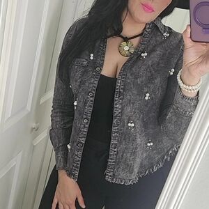 Sweet Rain Gray Denim Shirt